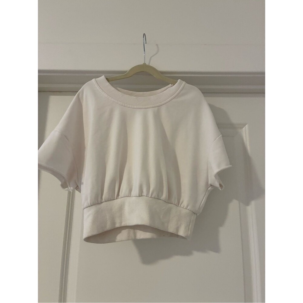 Lovers + Friends Soft Cream Cropped Short Sleeve Top